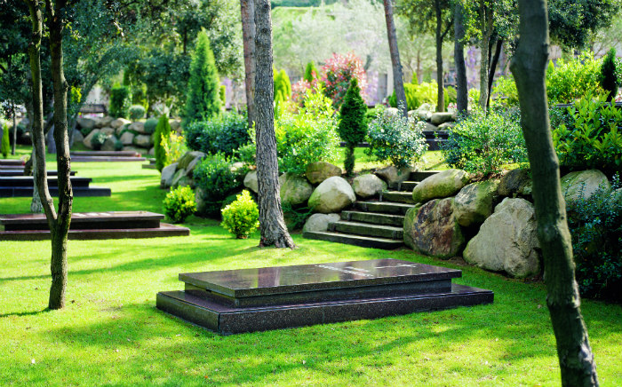 View of the Cementiri Parc Roques Blanques in Barcelona, Spain