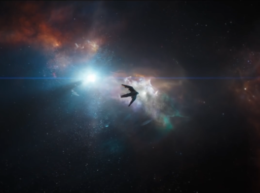 "Avengers: Endgame" spacecraft in the sky as iron man says part of the journey is the end