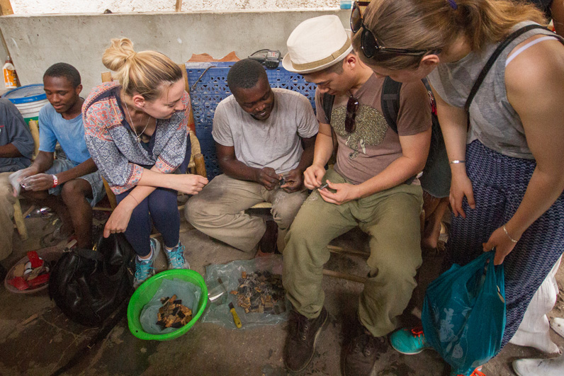 Students with with Haitian artisans for Urban Zen Foundation 