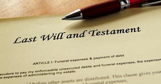 Photo of a last will and testament document.