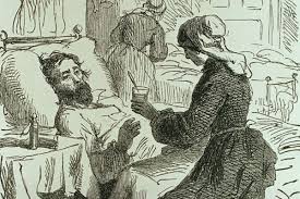 A watcher tends to a dying man performing woman's work