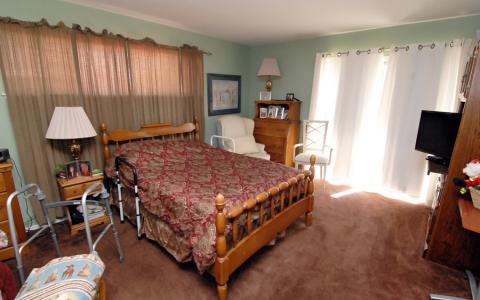 Patient room at a board-and-care home.