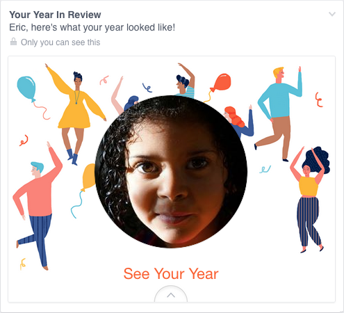 Image of "Year in Review" showing how Facebook doesn't deal with grief well