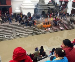 Cremations at Nepal's Pashupatinath temple, after which family members complete thirteen days of Hindu mourning rituals.