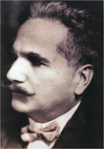 Portrait of Allama Iqbal, author of "Two Planets."