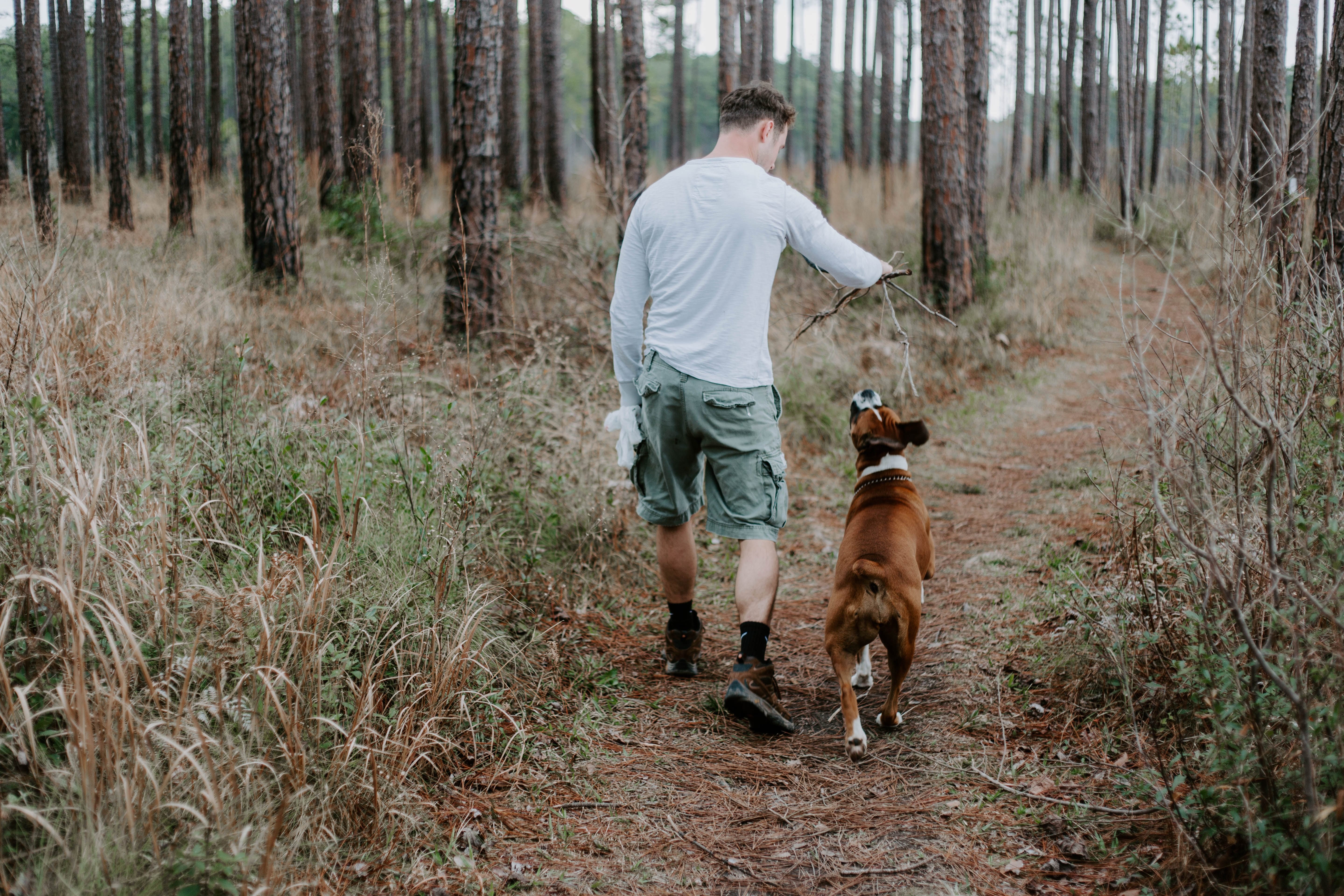 A man walking his dog