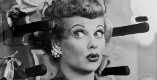 Black and white photo of Lucille Ball.