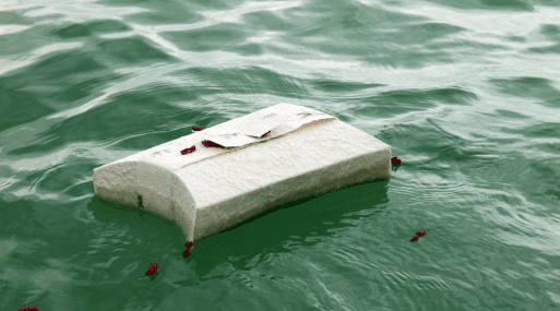 Image of biodegradable urn for scattering cremation ashes at sea