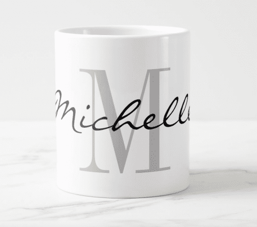 A monogram mug as a gift for grieving friend