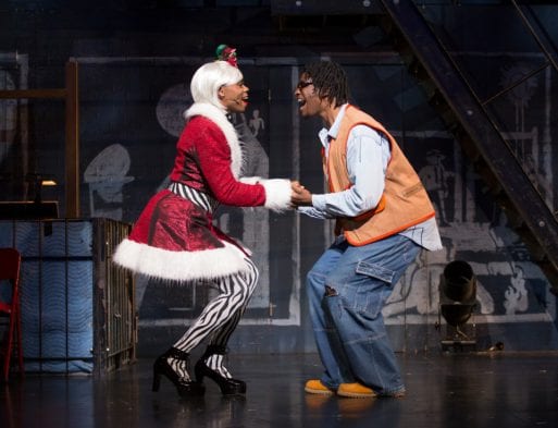 Angel and Collins singing "I'll Cover You" in the musical "Rent"
