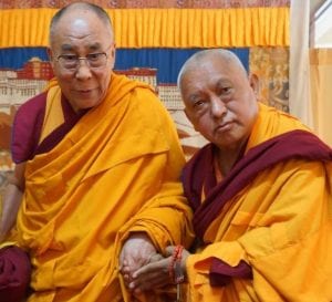 Lama Zopa Rinpoche with the Dalai Lama, both of whom teach on Tibetan Buddhist death practices.