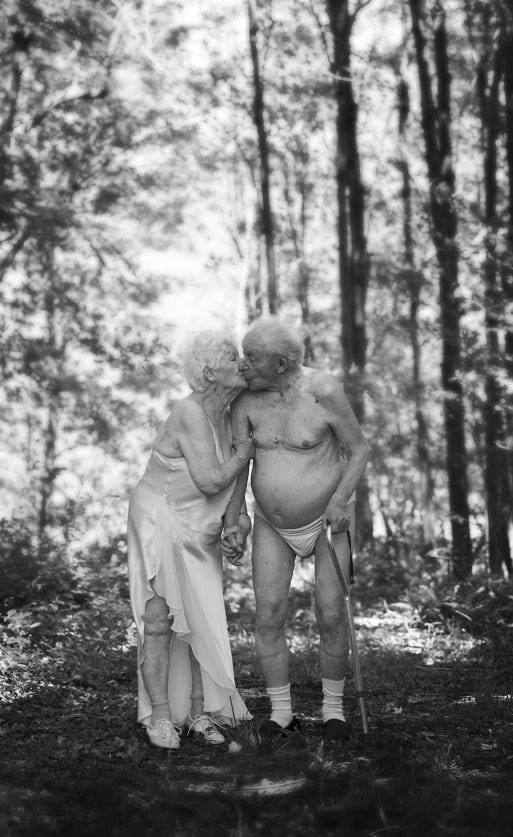Paul, 101, poses with his wife Christine, 88, in an open display of senior sexuality.