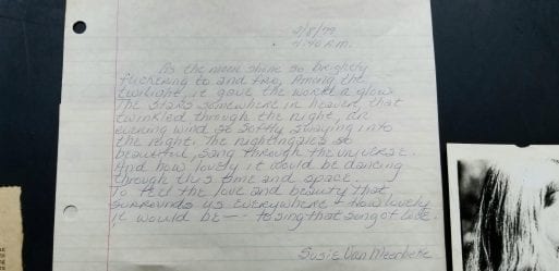 Suicide note 1979, Mill Valley, CA
