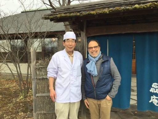 William Spear poses with a soba master in Japan.