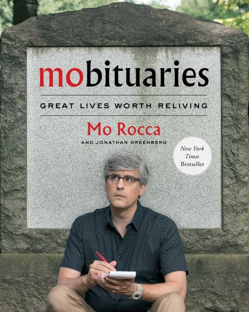 The book cover for "Mobituaries" by Mo Rocca.
