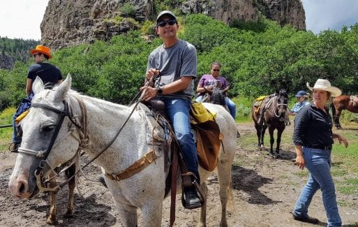 Louis Chinn on horseback at the Epic Experience camp for adult cancer survivors.