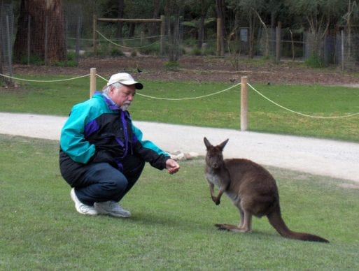 Dr. Doka makes friends with a kangaroo