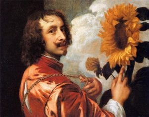 The painting "Self Portrait with a Sunflower," by Anthony von Dyke.