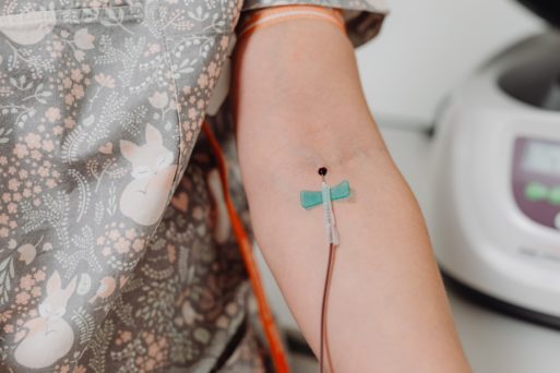 A woman receives a blood transfusion, which she would be unable to obtain in hospice.