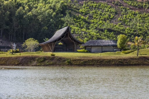 Huong An Vien Visiting Center pictured alongside the river.