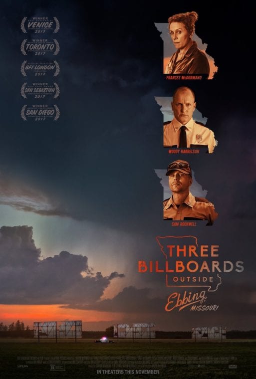Movie Poster of Three Billboards Outside of Ebbing Missouri