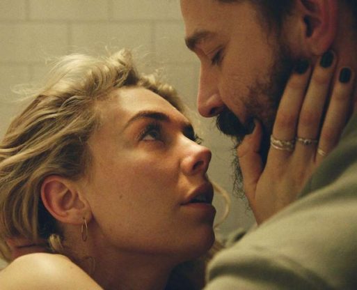 Still from "Pieces of a Woman": Vanessa Kirby holding Shia LeBeouf's face