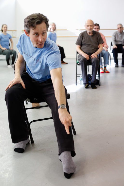 David Leventhal teaches seated dancing to students with Parkinson's disease