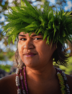 Hawaiian singer Paula Fuga, who sings "If Ever," poses in traditional garb.