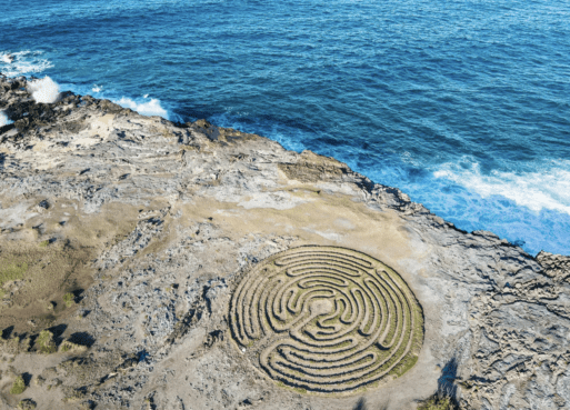 A labyrinth for healing over the pacific ocean on maui