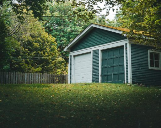 A green garage that could serve as an accessory dwelling unit.