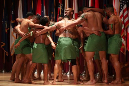A Samoan dance group performs a haka