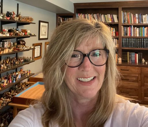 Shannon Yockey poses in her her home office.