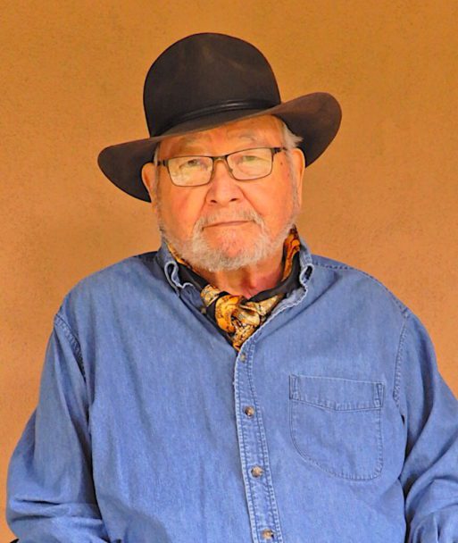 The poet N. Scott Momaday poses for the camera.
