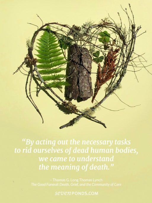 heart made of twigs and leaves with grief saying