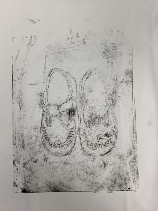 sketch of infant shoes not worn due to baby loss