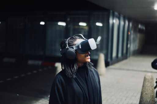 man wearing a virtual reality headset