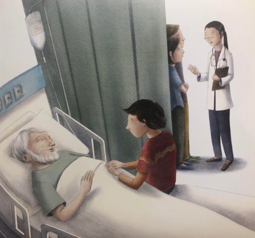 Joshua and his grandfather in the hospital in "I'll Be the Water."