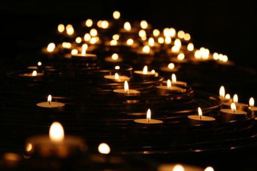 A sea of candles represents the souls of those who've died during the holidays.
