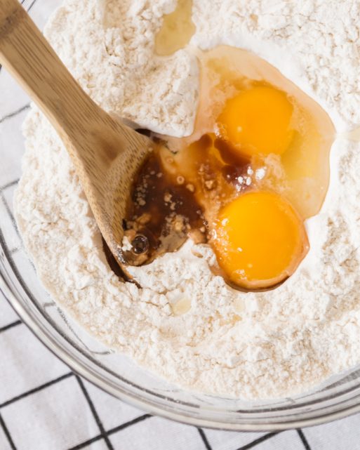 Eggs and flour may be an element in a breakfast basket