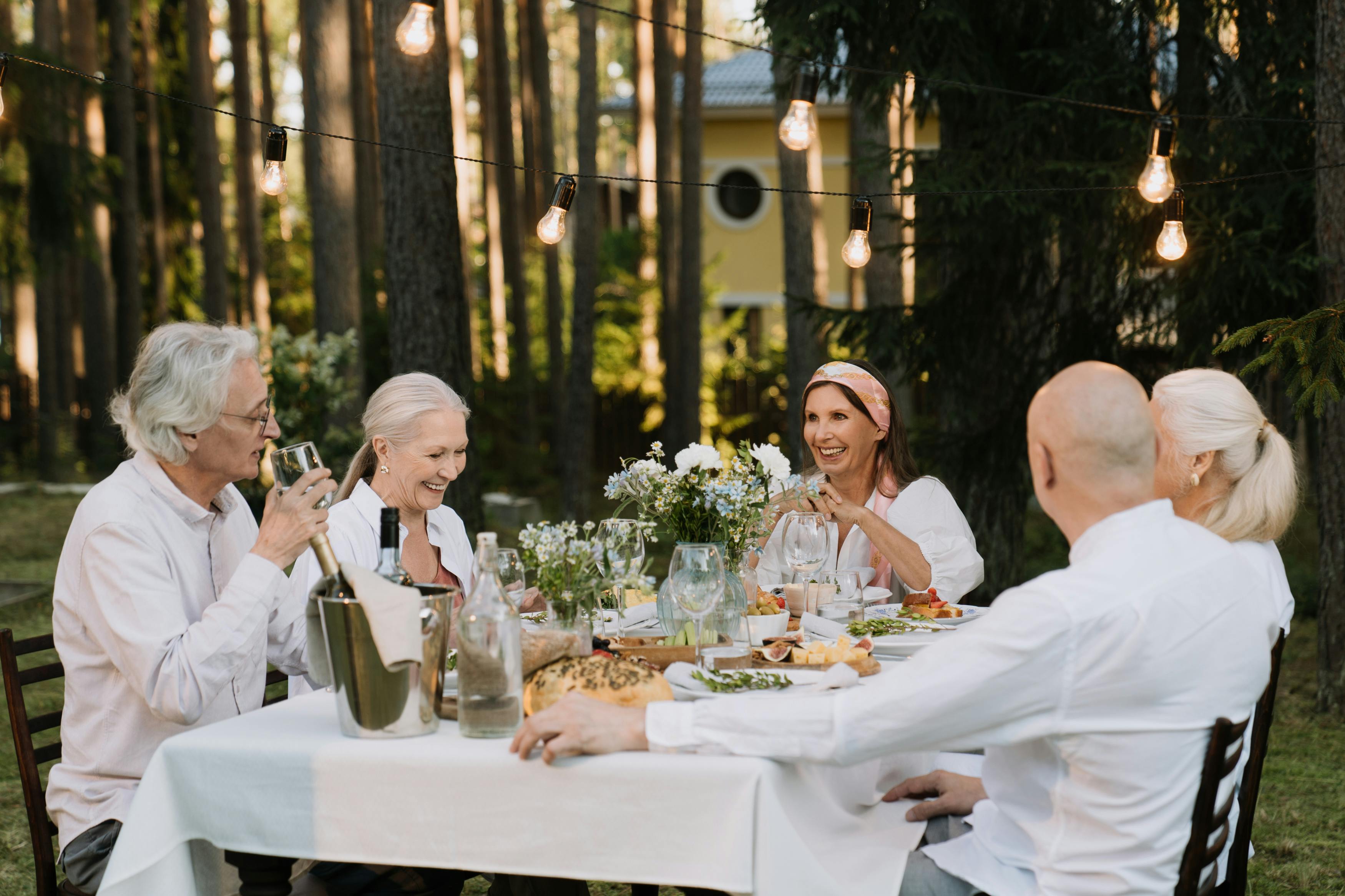 Elderly people enjoying meaningful longevity
