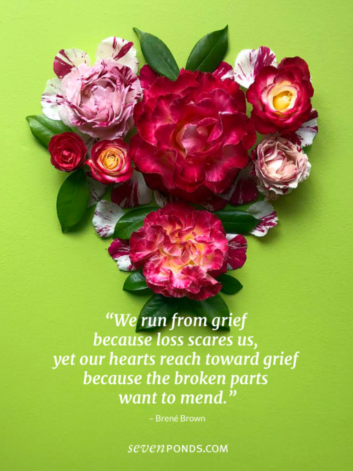 Quote from Brene Brown and flower heart