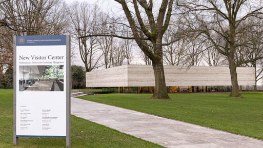 Sunken into a natural depression of the ground is the new Visitor Center of the Netherlands American Cemetery 