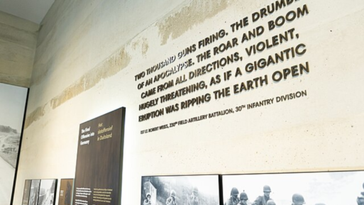 Photograph of one of the displays inside the Netherlands American Cemetery Visitor Center