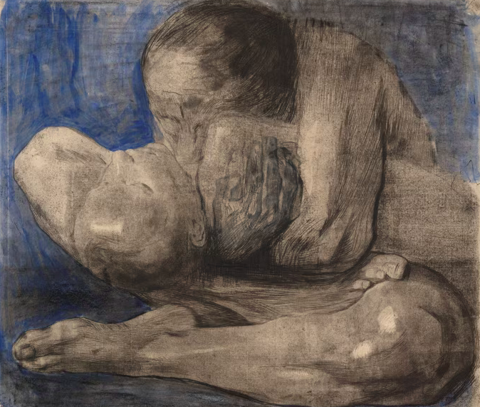 A woman holds her dead child in Käthe Kollwitz's art