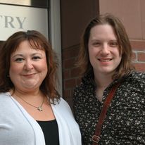 Murphy poses with a friend and colleague who also explores suicide grief.