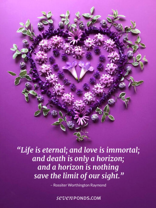 heart made of flowers with quote about eternal life