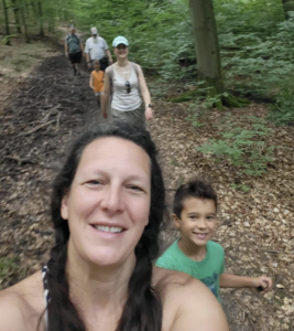 Selfie with a group of people hiking