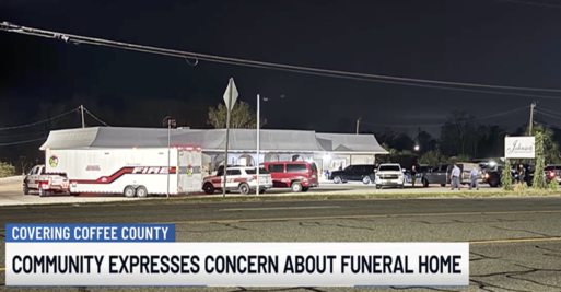 Image of Georgia funeral home being investigated by law enforcement.