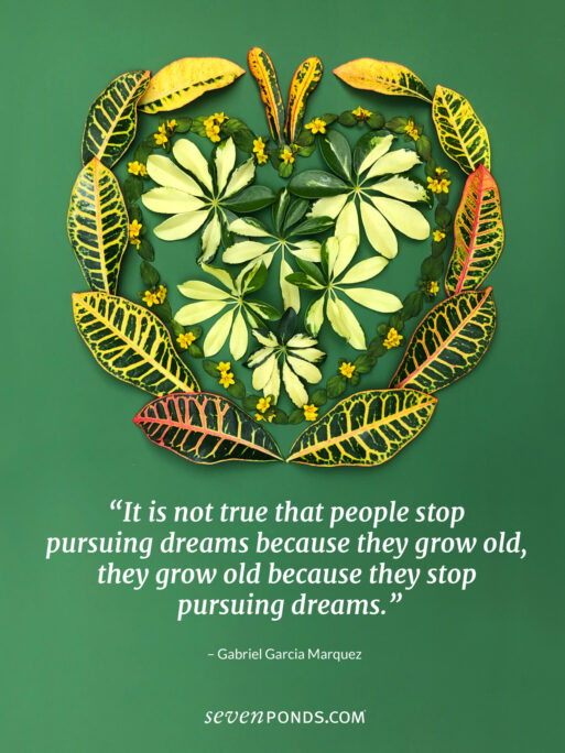 green and yellow flower heart with quote