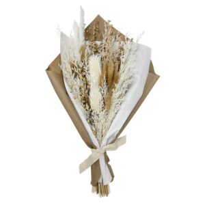 A dried thistle and pampas grass bouquet